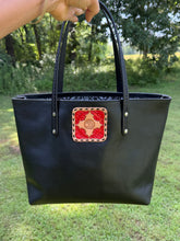 Load image into Gallery viewer, Black Tote Bag - Rose Patch