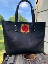 Load image into Gallery viewer, Black Tote Bag - Rose Patch