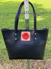 Load image into Gallery viewer, Black Tote - Rose Patch