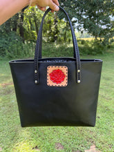 Load image into Gallery viewer, Black Tote Bag - Rose Patch