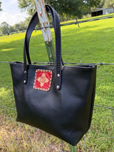 Load image into Gallery viewer, Black Tote - Rose Patch
