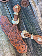 Load image into Gallery viewer, Floral Spur Straps with 3pc Buckle Set