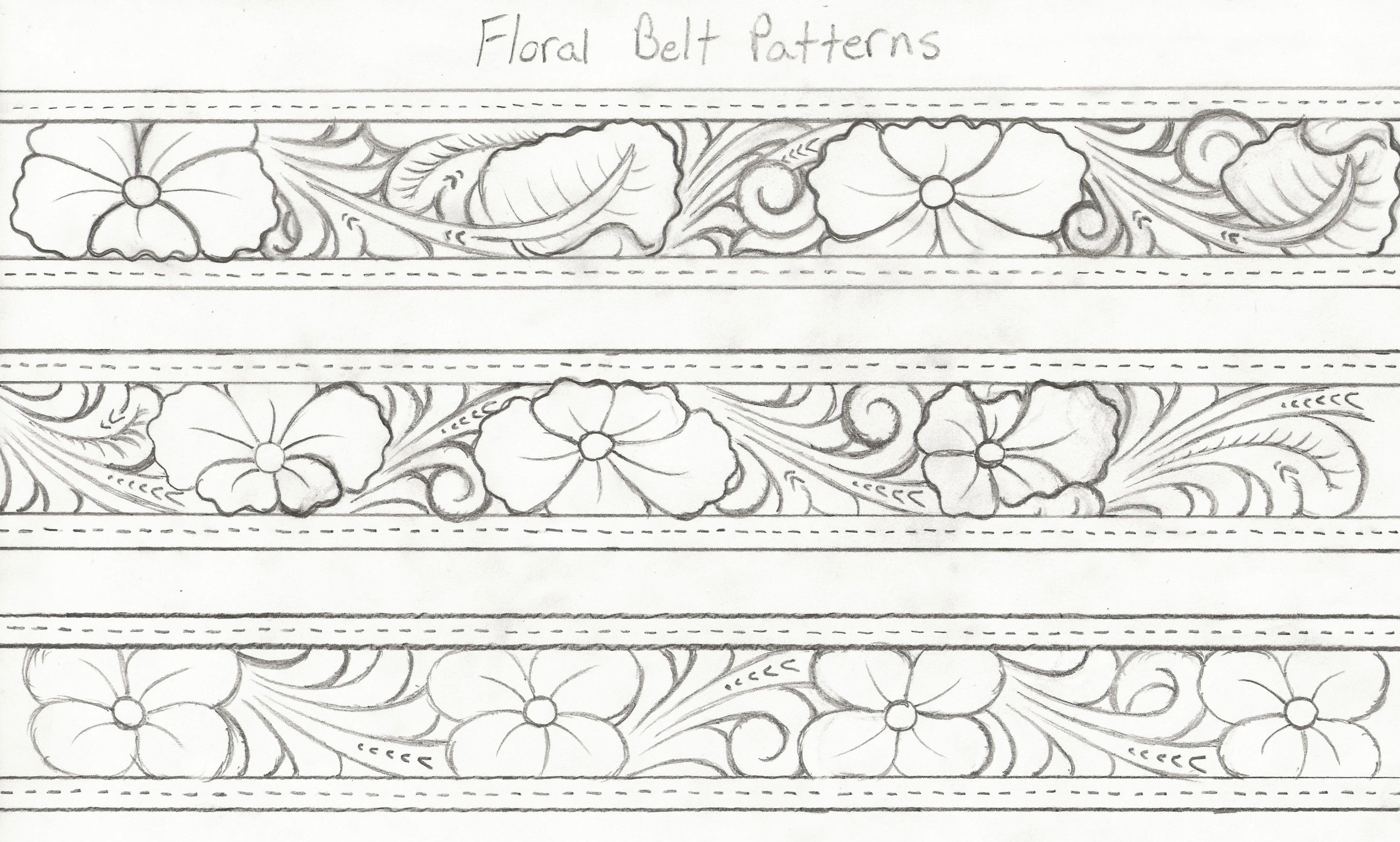 Floral Belt Patterns #1 (Printable Patterns) – Girty Leather Co.