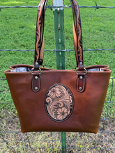 Load image into Gallery viewer, Brown Tote - Floral Patch
