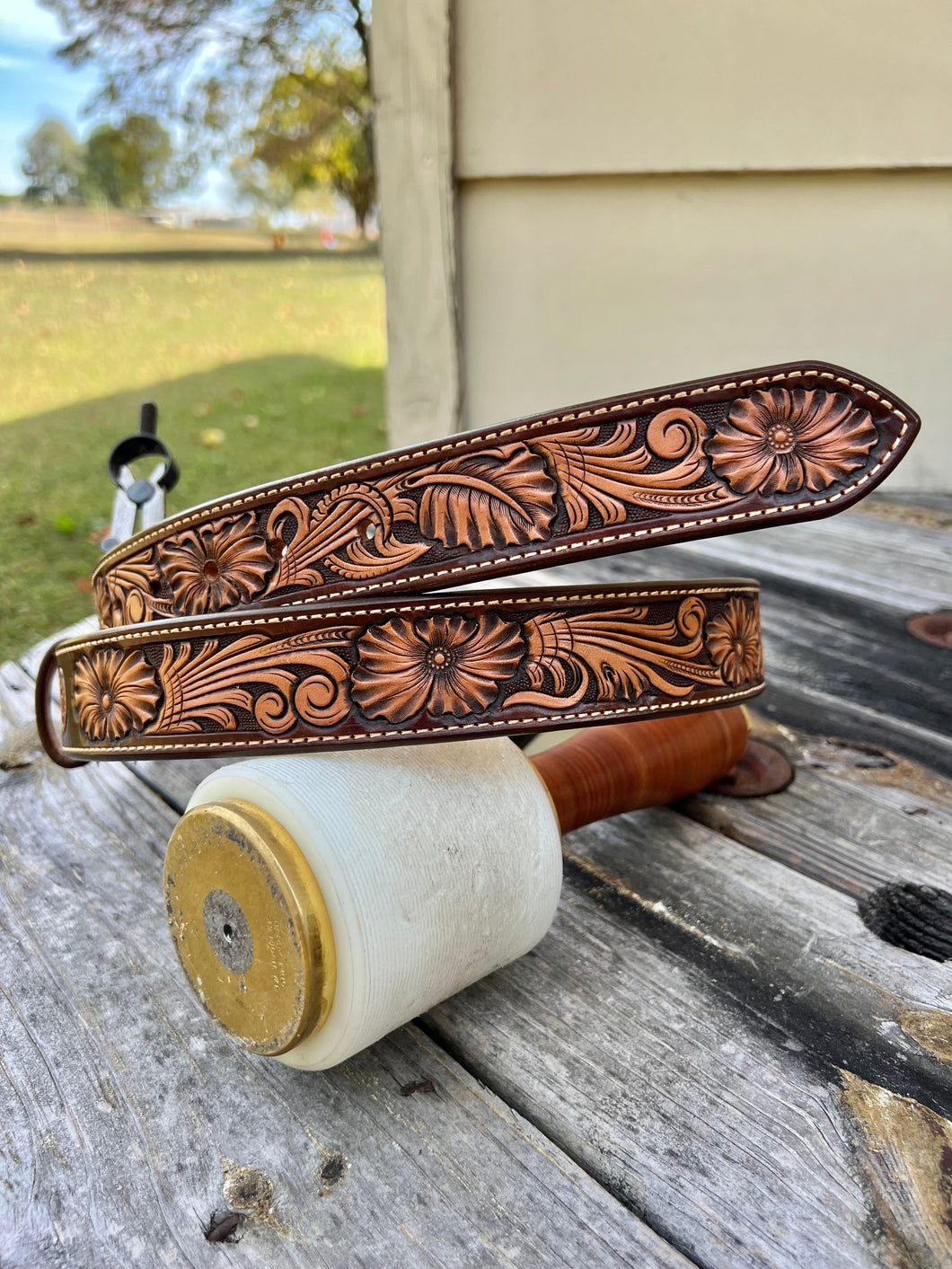 Floral Tooled Belt - Size 36 – Girty Leather Co.