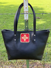 Load image into Gallery viewer, Black Tote - Rose Patch
