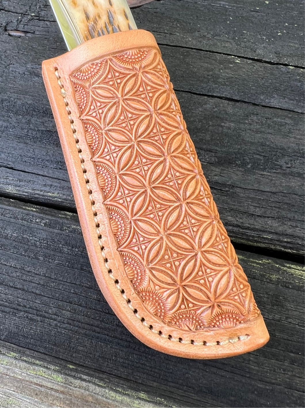 Geo Stamp Single Loop Knife Sheath