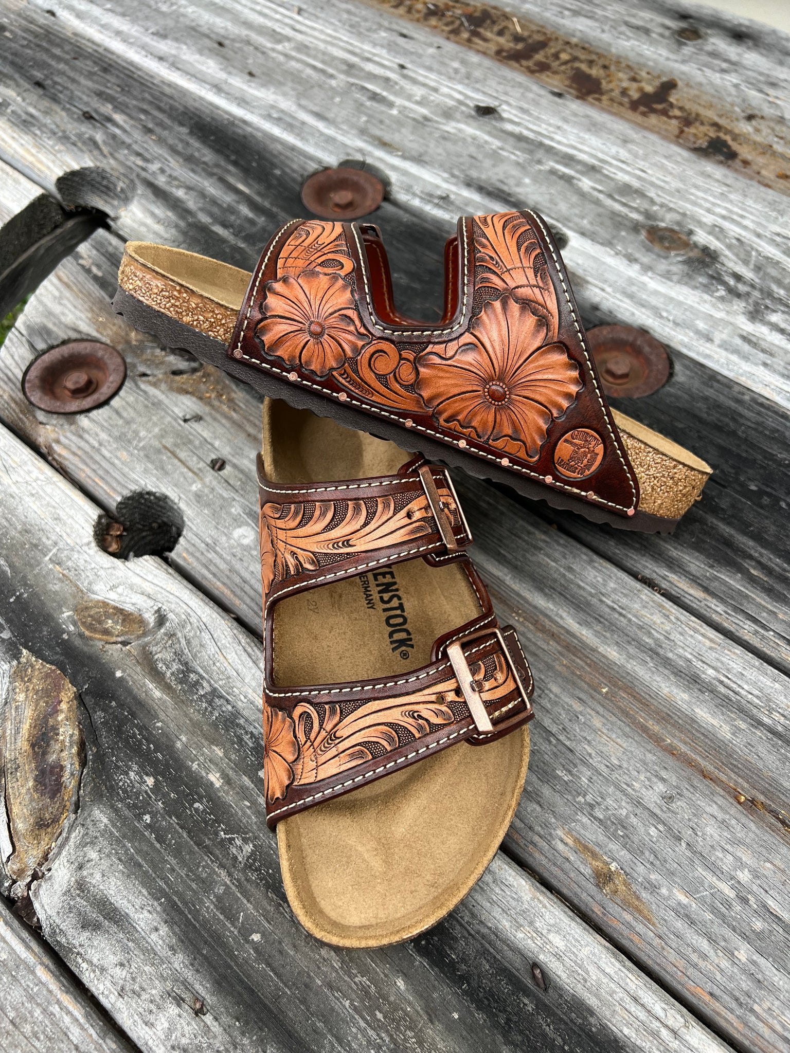 Floral Birkenstock Sandals Girty Leather Co