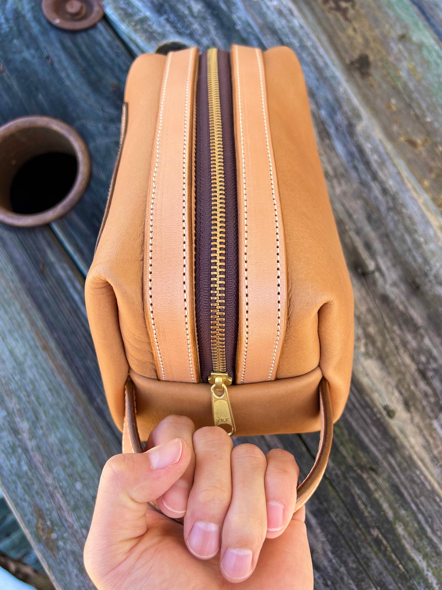 Tan Travel Kit/ Makeup Bag
