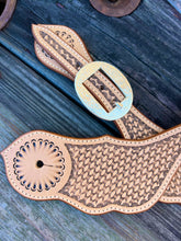 Load image into Gallery viewer, Basket Stamp Spur Straps with Cart Buckle
